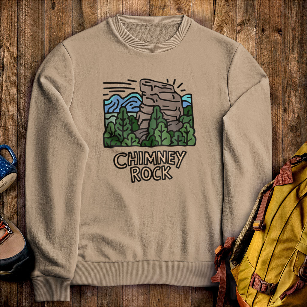 Chimney Rock Crewneck Sweatshirt Sand Adventure and Outdoors Themed Sweatshirt