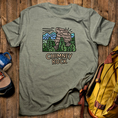 Chimney Rock T-Shirt Heather Military Green Adventure and Outdoors Themed T-Shirt