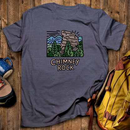 Chimney Rock T-Shirt Heather Navy Adventure and Outdoors Themed T-Shirt