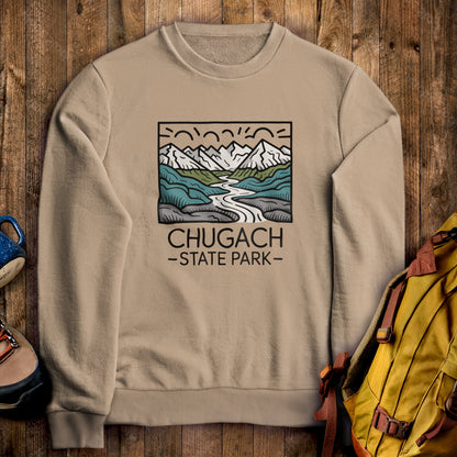 Chugach State Park Crewneck Sweatshirt Sand Adventure and Outdoors Themed Sweatshirt