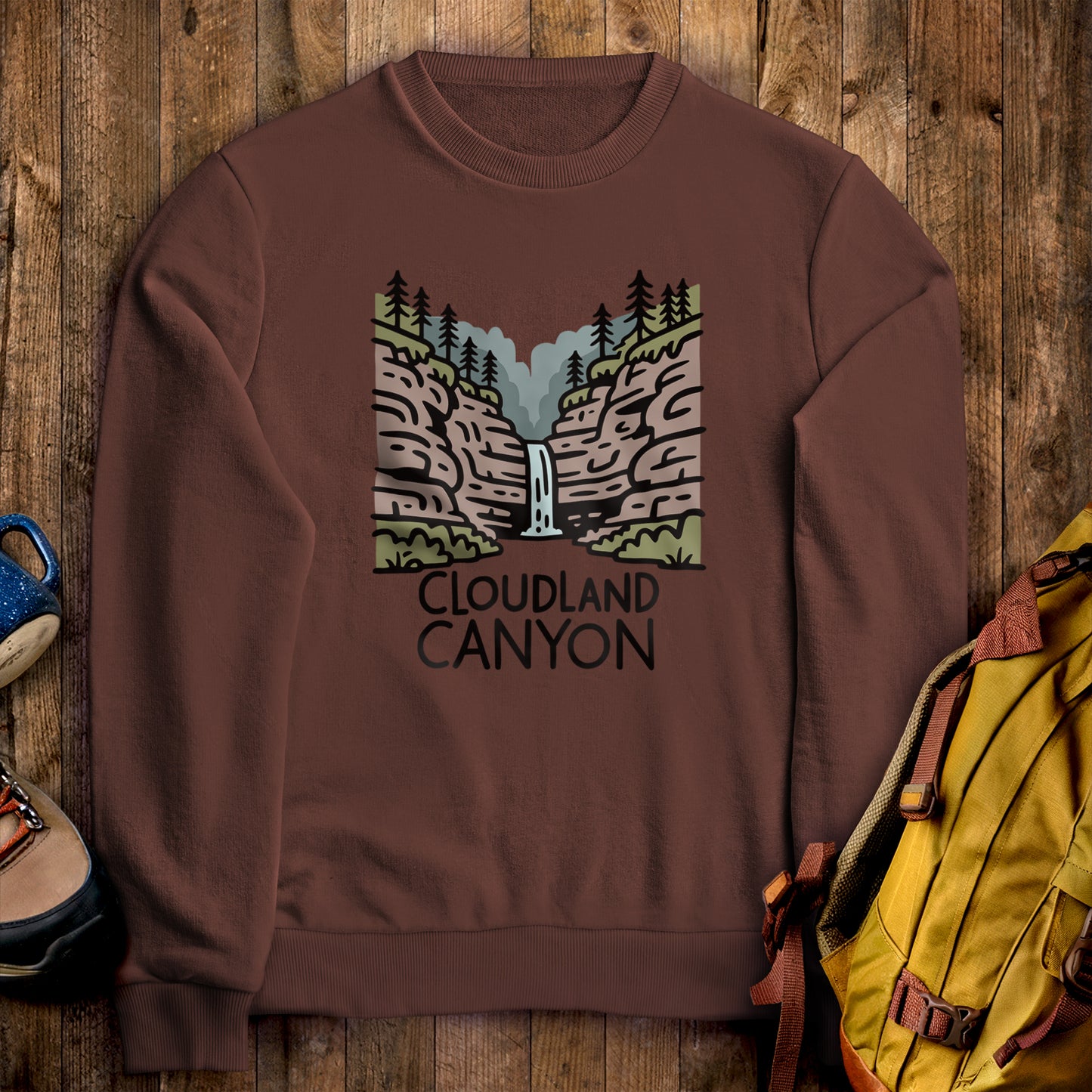 Cloudland Canyon State Park Crewneck Sweatshirt Cocoa Adventure and Outdoors Themed Sweatshirt