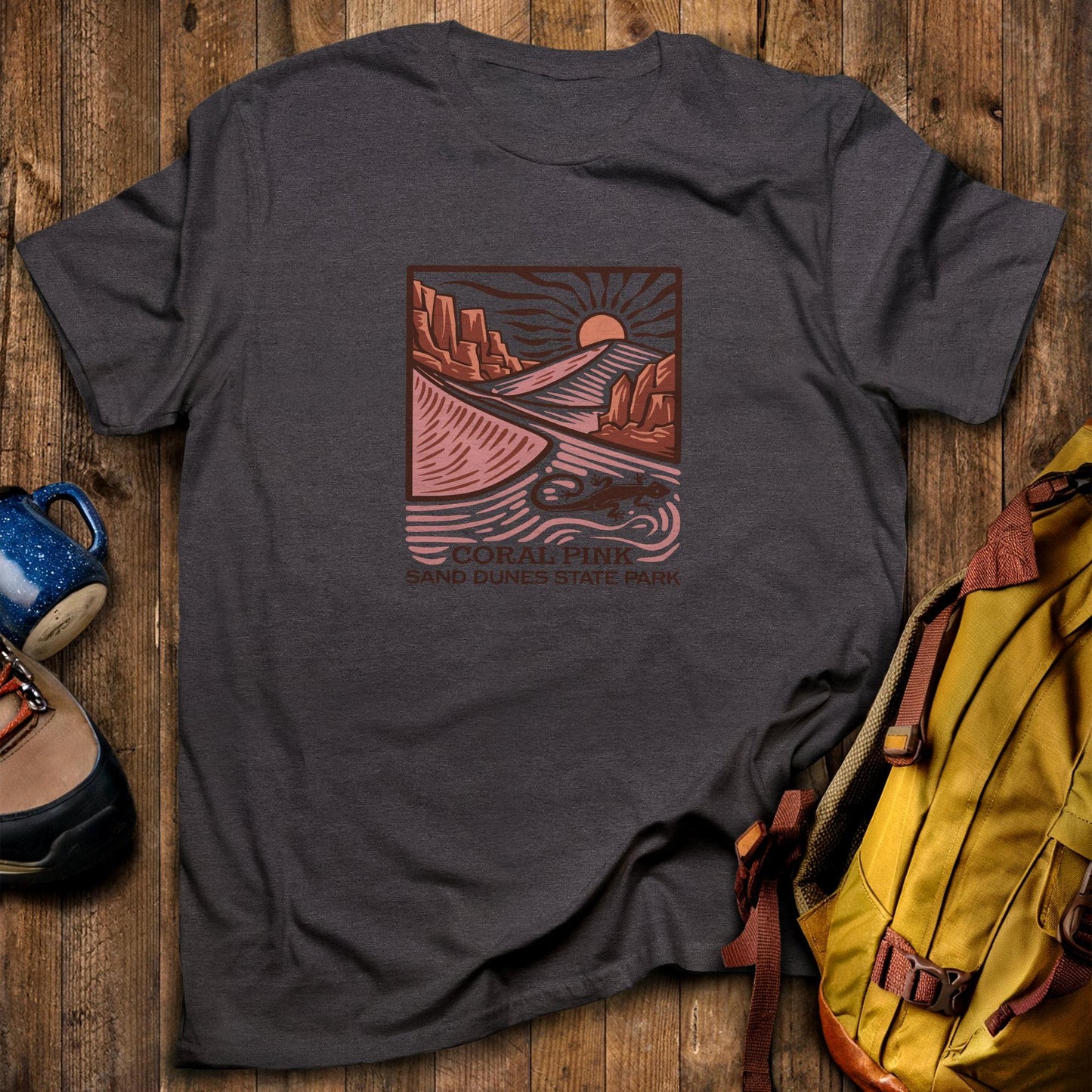 Coral Pink Sand Dunes State Park T-Shirt Dark Heather Adventure and Outdoors Themed T-Shirt