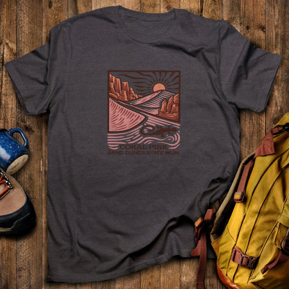 Coral Pink Sand Dunes State Park T-Shirt Dark Heather Adventure and Outdoors Themed T-Shirt