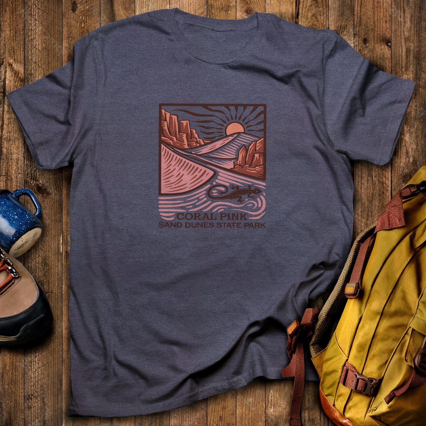 Coral Pink Sand Dunes State Park T-Shirt Heather Navy Adventure and Outdoors Themed T-Shirt