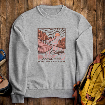 Coral Pink Sand Dunes State Park Crewneck Sweatshirt Sport Grey Adventure and Outdoors Themed Sweatshirt