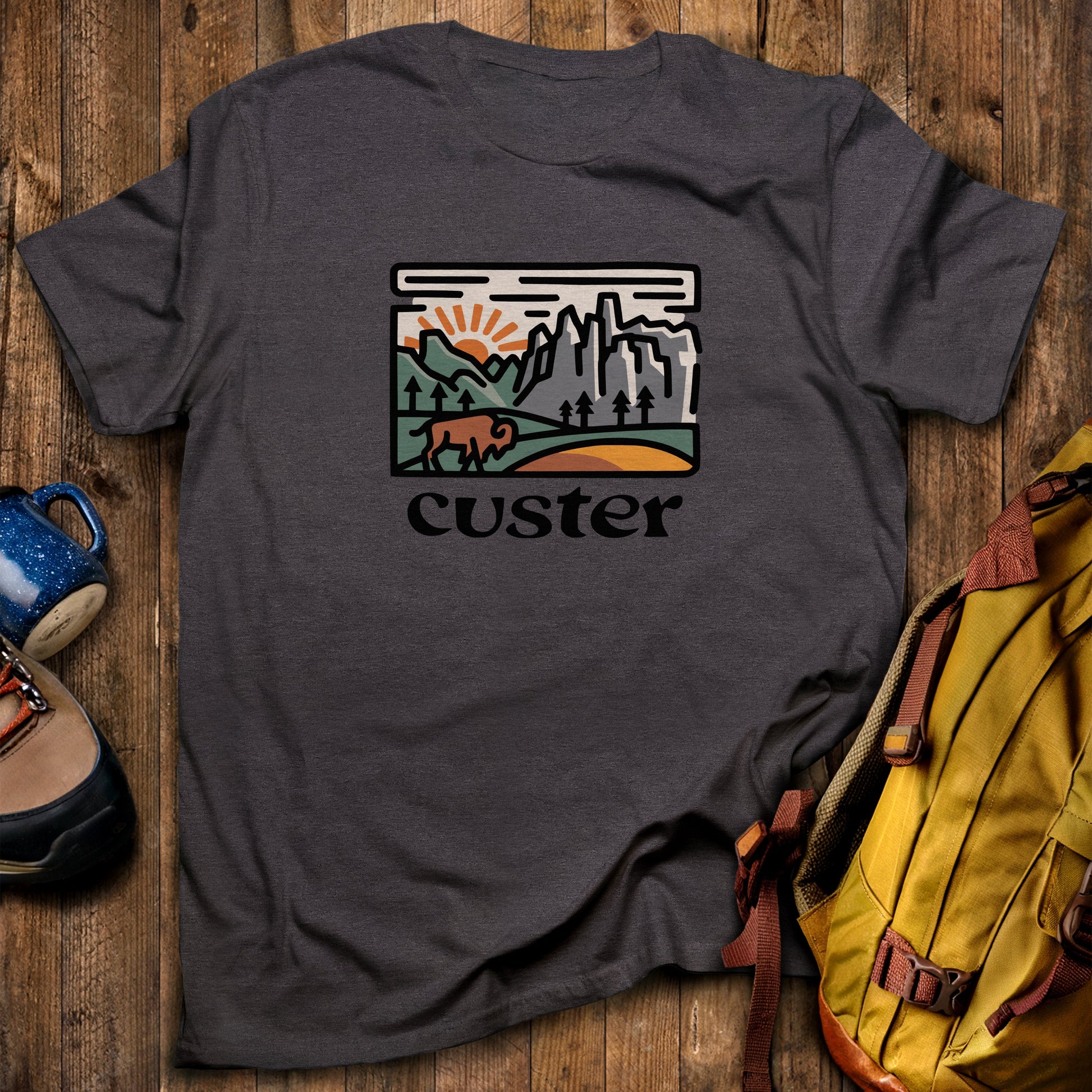 Custer State Park T-Shirt Dark Heather Adventure and Outdoors Themed T-Shirt