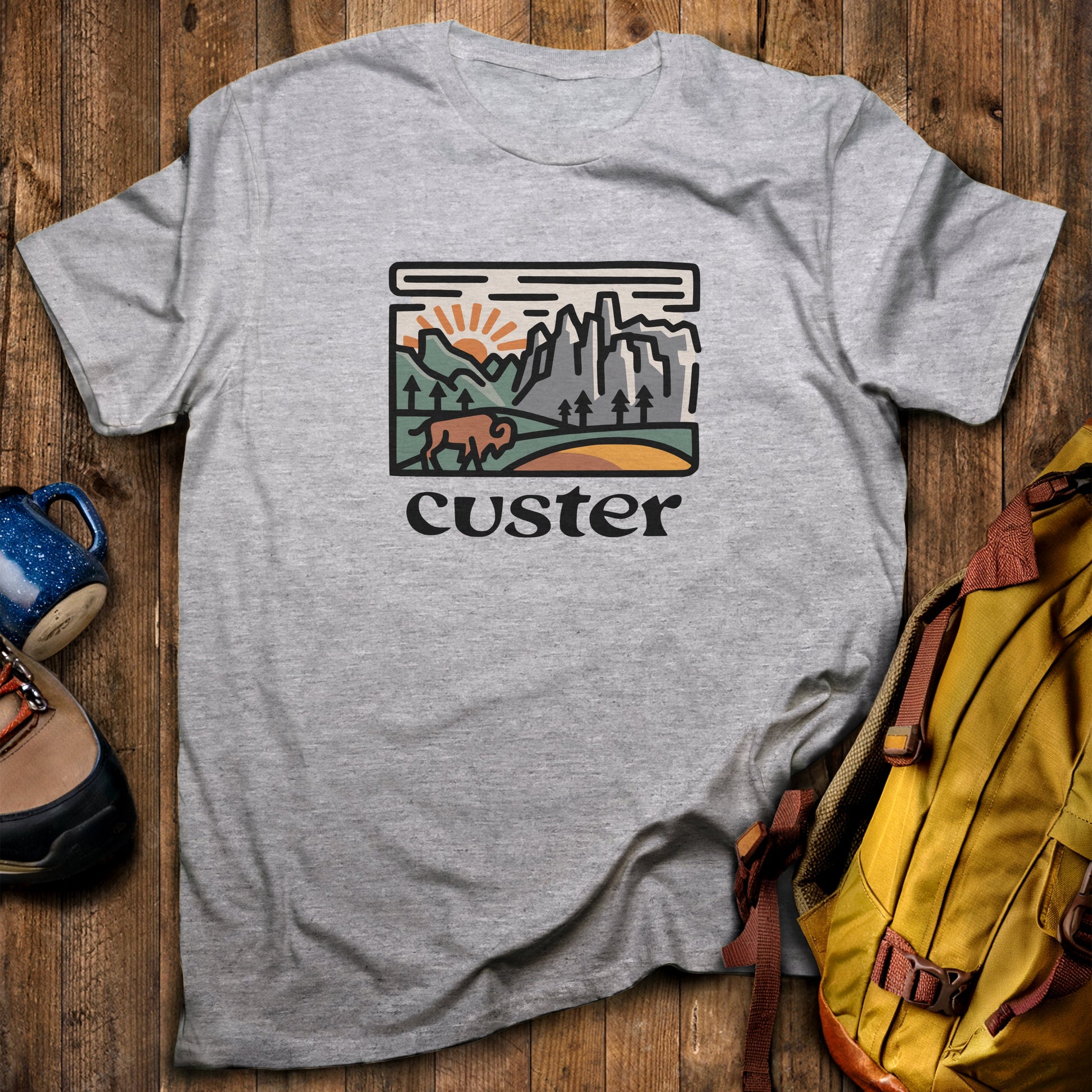 Custer State Park T-Shirt Sport Grey Adventure and Outdoors Themed T-Shirt
