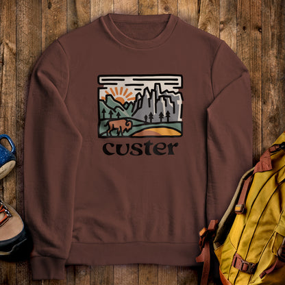 Custer State Park Crewneck Sweatshirt Cocoa Adventure and Outdoors Themed Sweatshirt