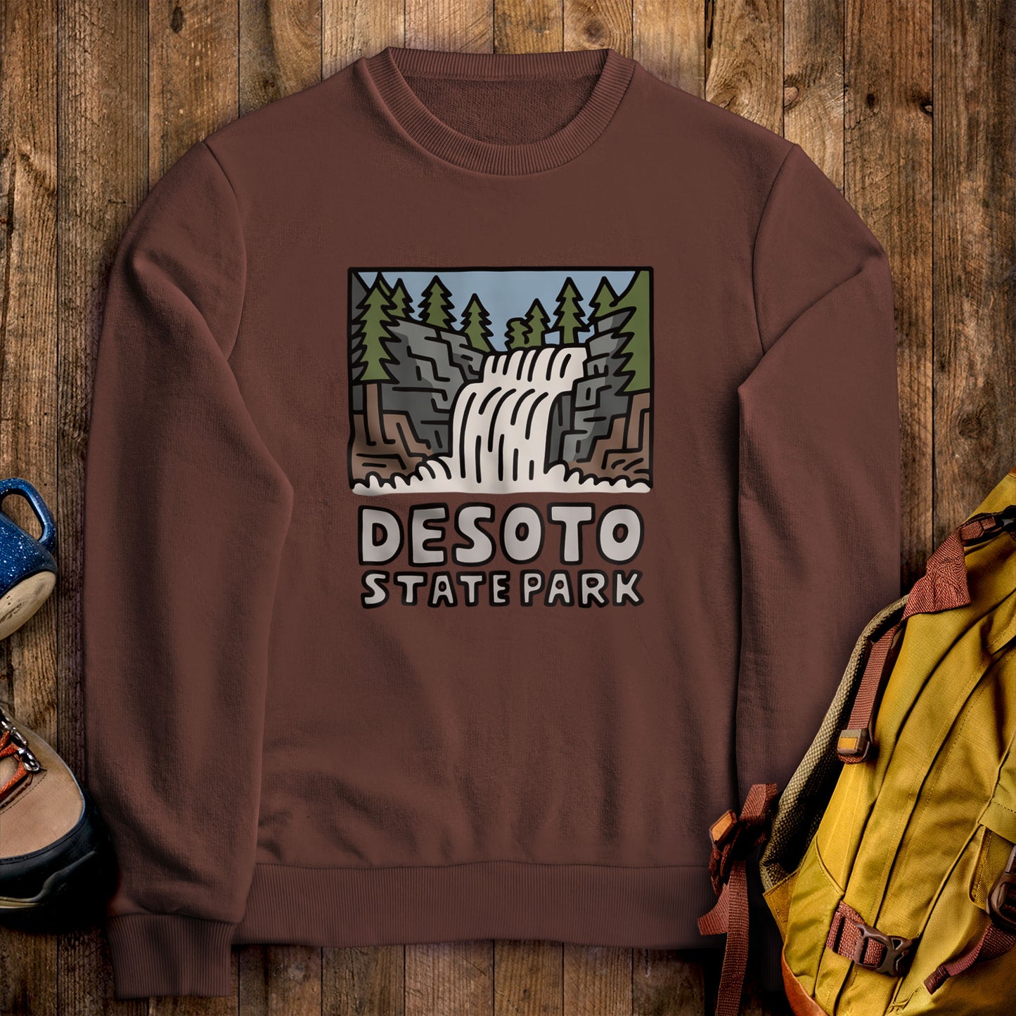 DeSoto State Park Crewneck Sweatshirt Cocoa Adventure and Outdoors Themed Sweatshirt