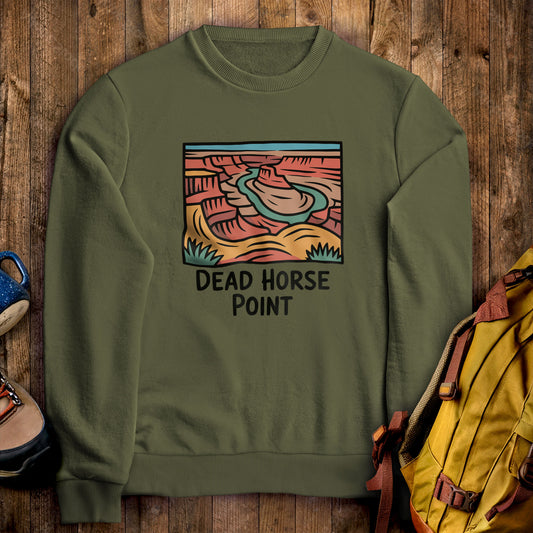 Dead Horse Point State Park Crewneck Sweatshirt Military Green Adventure and Outdoors Themed Sweatshirt