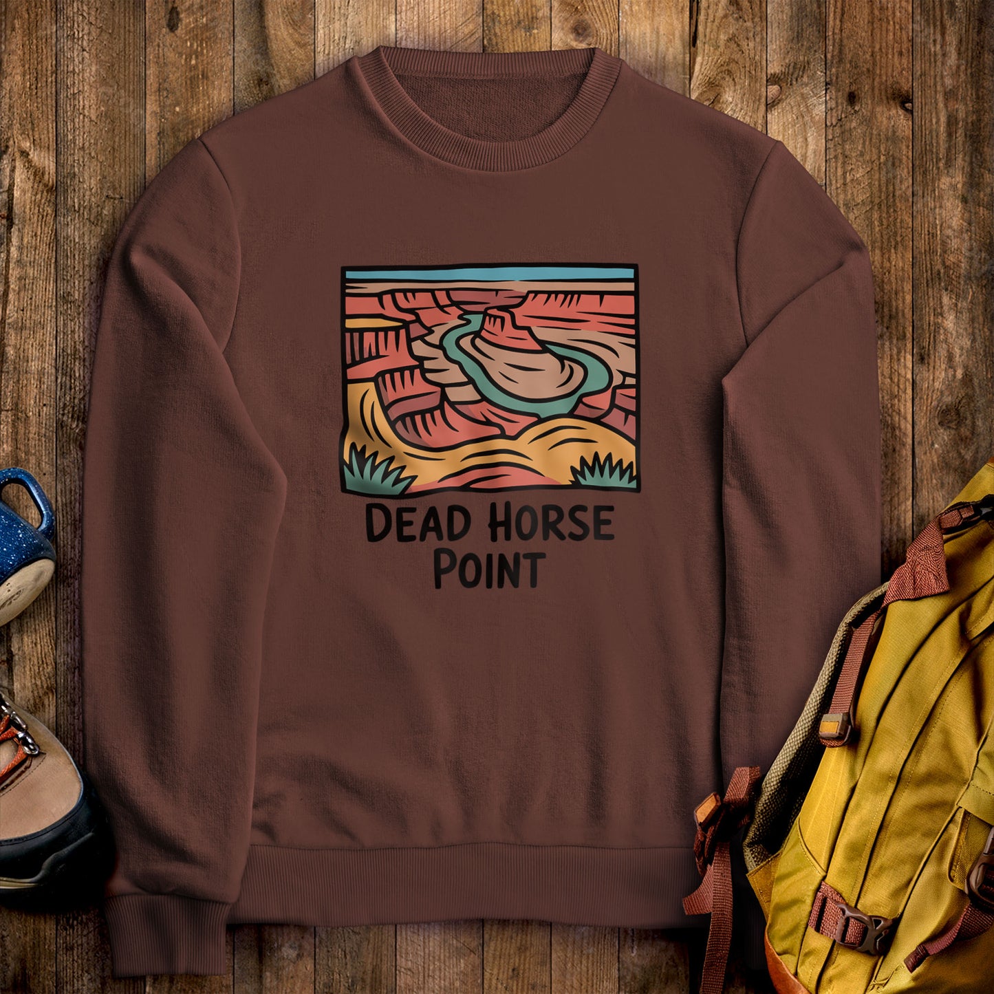 Dead Horse Point State Park Crewneck Sweatshirt Cocoa Adventure and Outdoors Themed Sweatshirt