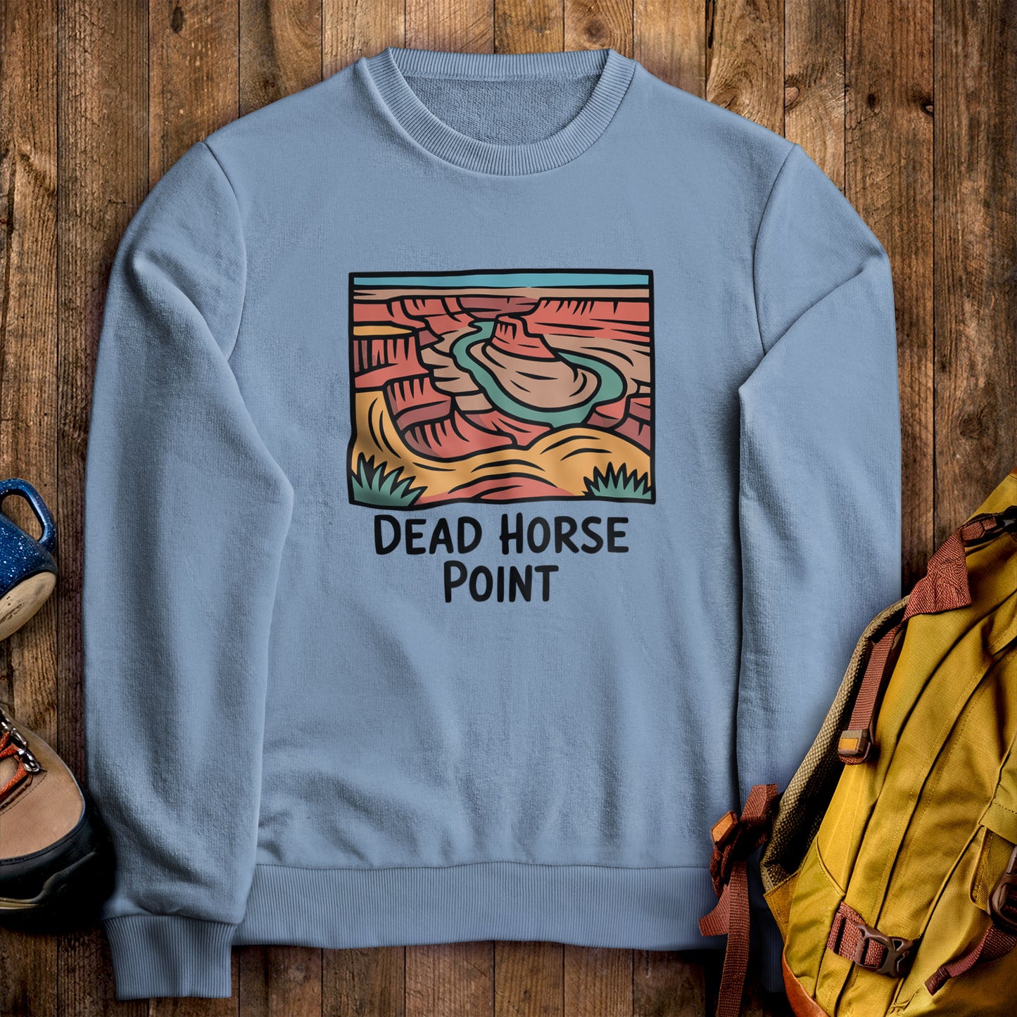 Dead Horse Point State Park Crewneck Sweatshirt Stone Blue Adventure and Outdoors Themed Sweatshirt
