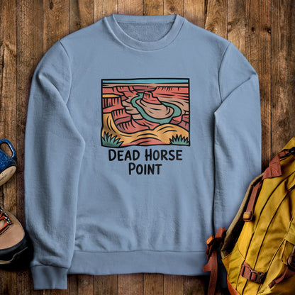 Dead Horse Point State Park Crewneck Sweatshirt Stone Blue Adventure and Outdoors Themed Sweatshirt