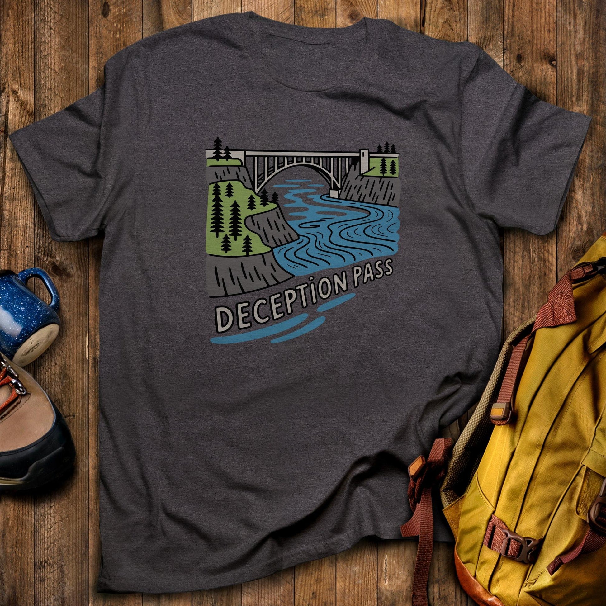 Deception Pass State Park T-Shirt Dark Heather Adventure and Outdoors Themed T-Shirt