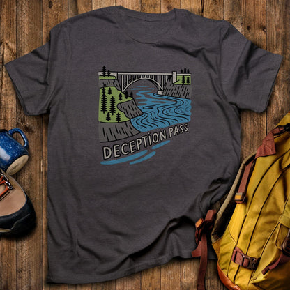 Deception Pass State Park T-Shirt Dark Heather Adventure and Outdoors Themed T-Shirt