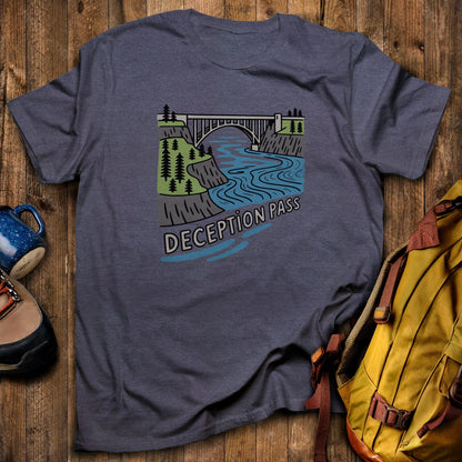 Deception Pass State Park T-Shirt Heather Navy Adventure and Outdoors Themed T-Shirt
