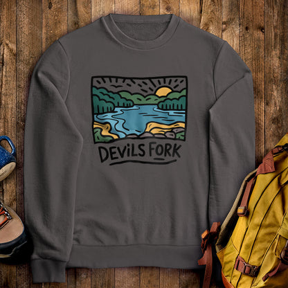Devil’s Fork State Park Crewneck Sweatshirt Charcoal Adventure and Outdoors Themed Sweatshirt