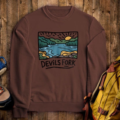 Devil’s Fork State Park Crewneck Sweatshirt Cocoa Adventure and Outdoors Themed Sweatshirt