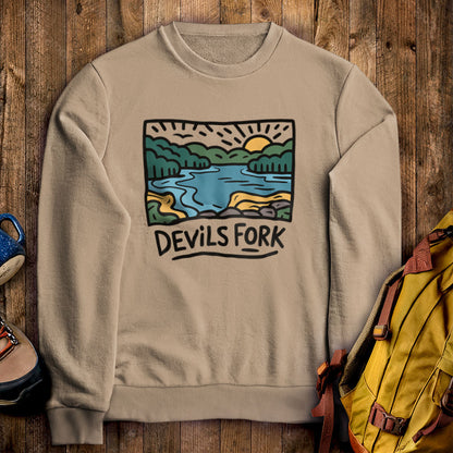 Devil’s Fork State Park Crewneck Sweatshirt Sand Adventure and Outdoors Themed Sweatshirt
