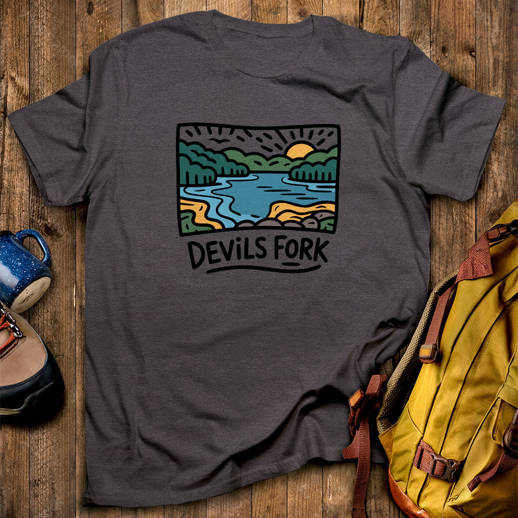 Devil’s Fork State Park T-Shirt Dark Heather Adventure and Outdoors Themed T-Shirt