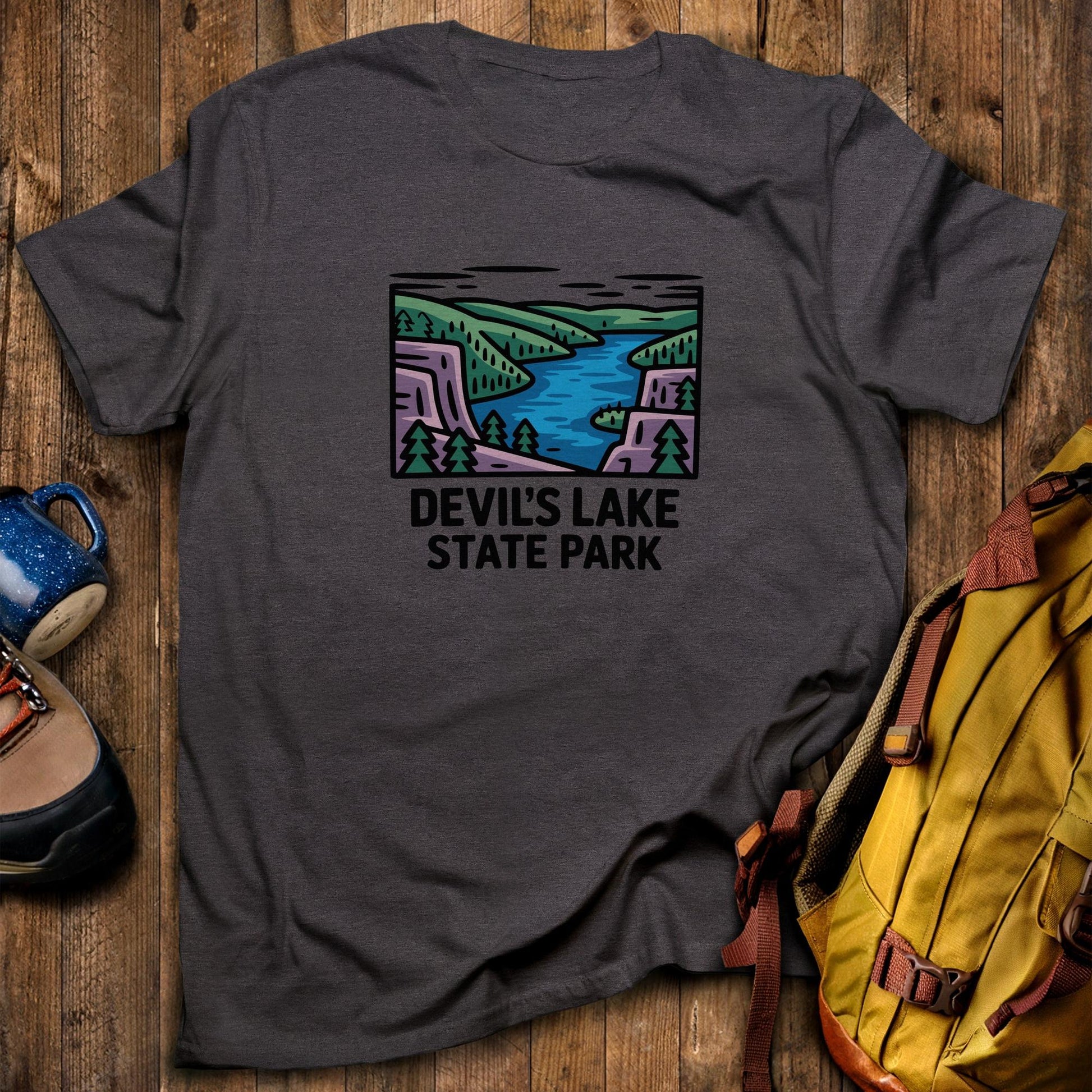 Devil's Lake State Park T-Shirt Dark Heather Adventure and Outdoors Themed T-Shirt