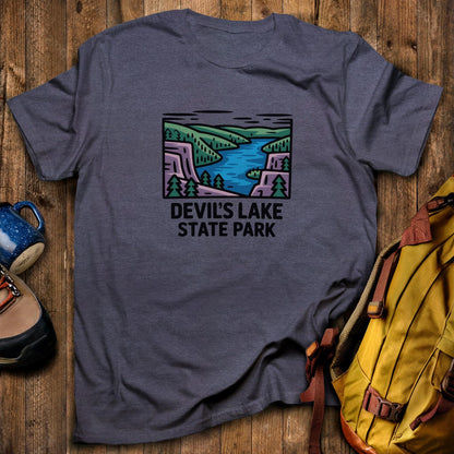 Devil's Lake State Park T-Shirt Heather Navy Adventure and Outdoors Themed T-Shirt