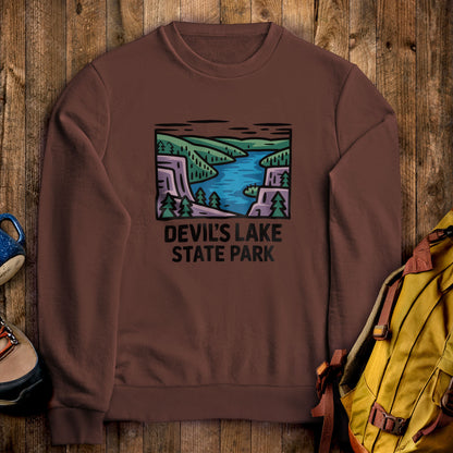 Devil’s Lake State Park Crewneck Sweatshirt Cocoa Adventure and Outdoors Themed Sweatshirt