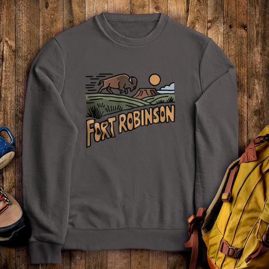 Fort Robinson State Park Crewneck Sweatshirt Charcoal Adventure and Outdoors Themed Sweatshirt