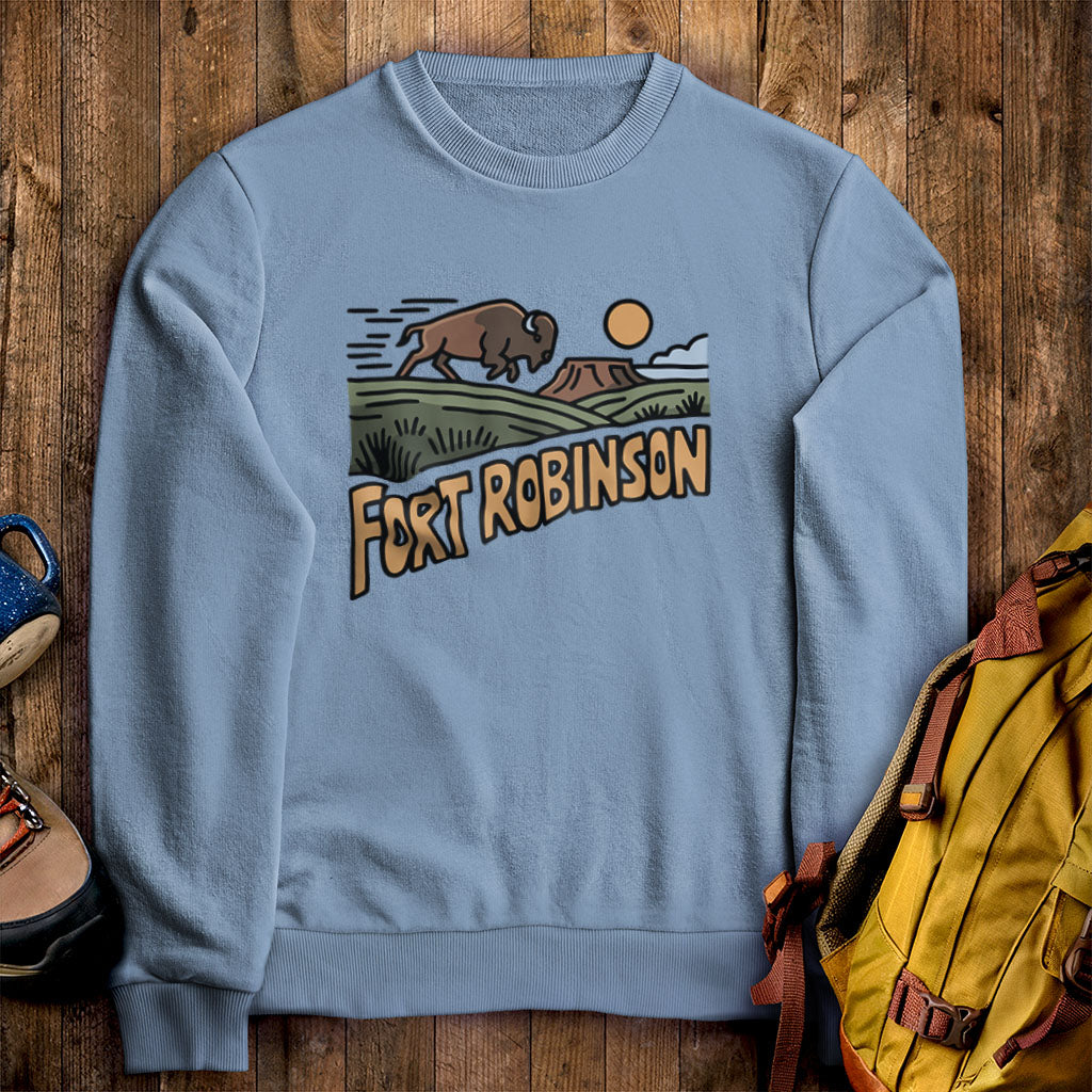 Fort Robinson State Park Crewneck Sweatshirt Stone Blue Adventure and Outdoors Themed Sweatshirt