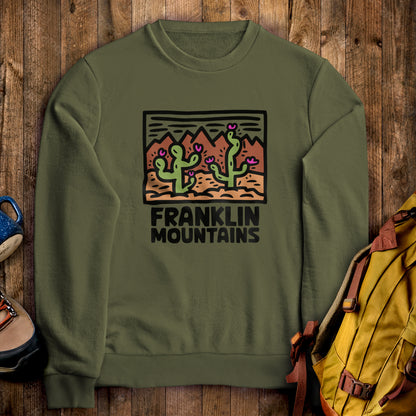 Franklin Mountains State Park Crewneck Sweatshirt Military Green Adventure and Outdoors Themed Sweatshirt