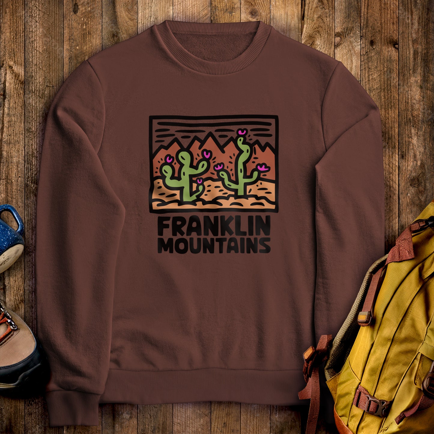 Franklin Mountains State Park Crewneck Sweatshirt Cocoa Adventure and Outdoors Themed Sweatshirt