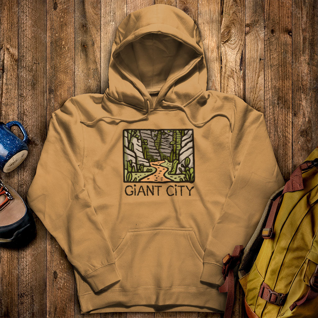 Giant City Hoodie Mustard Adventure and Outdoors Themed Hoodie