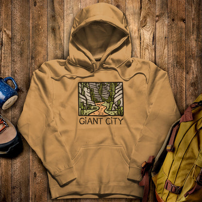 Giant City Hoodie Mustard Adventure and Outdoors Themed Hoodie