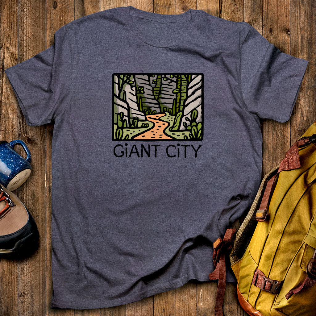 Giant City T-Shirt Heather Navy Adventure and Outdoors Themed T-Shirt