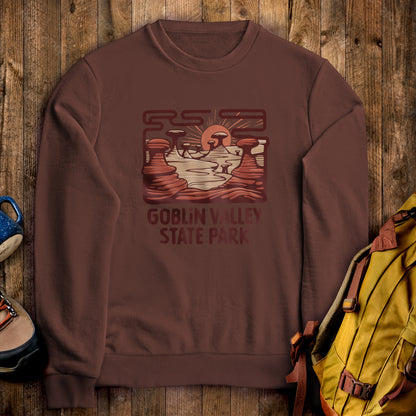 Goblin Valley State Park Crewneck Sweatshirt Cocoa Adventure and Outdoors Themed Sweatshirt