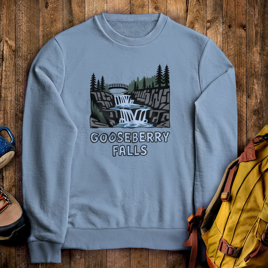 Gooseberry Falls State Park Crewneck Sweatshirt Stone Blue Adventure and Outdoors Themed Sweatshirt
