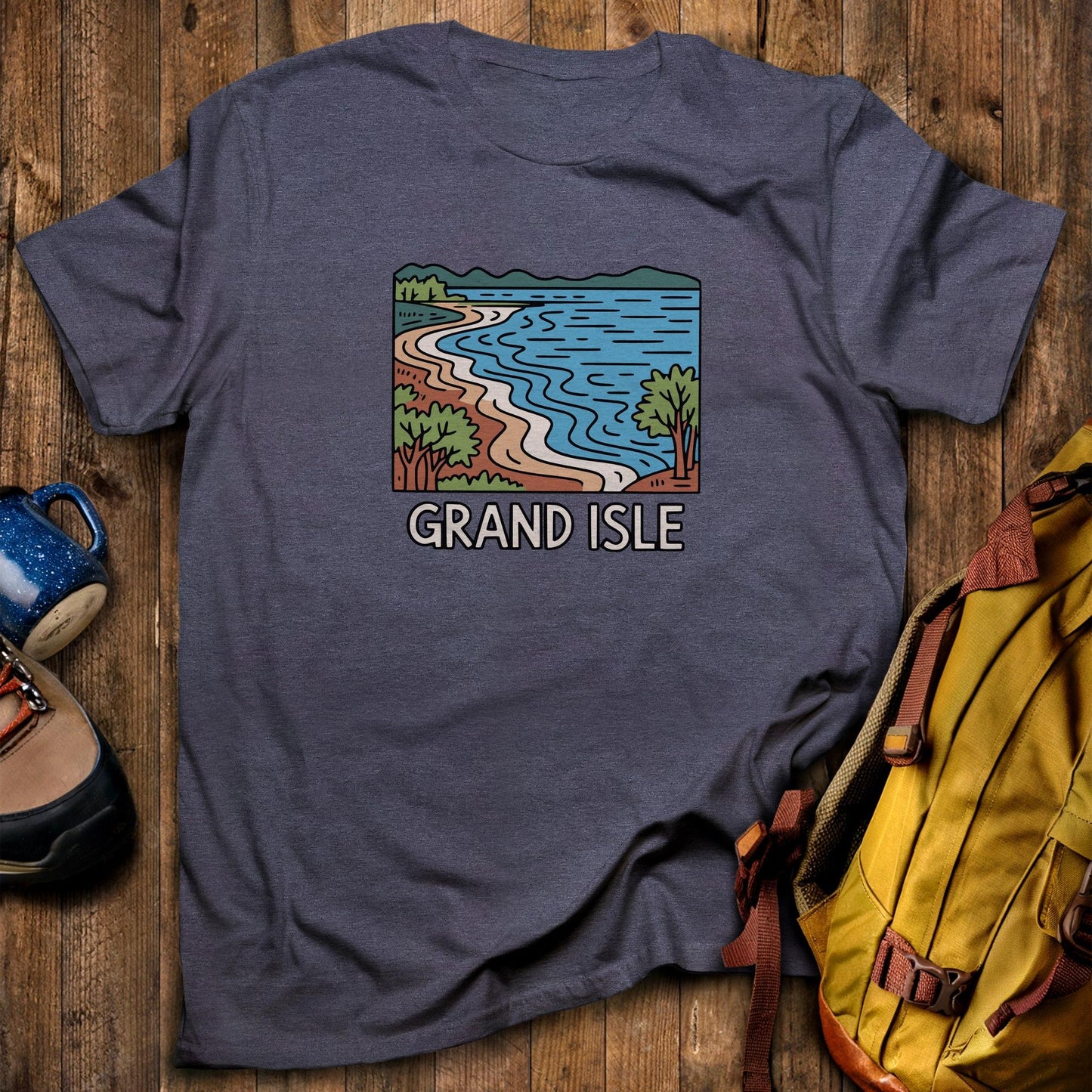 Grand Isle State Park T-Shirt Heather Navy Adventure and Outdoors Themed T-Shirt