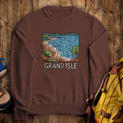 Grand Isle State Park Crewneck Sweatshirt Cocoa Adventure and Outdoors Themed Sweatshirt