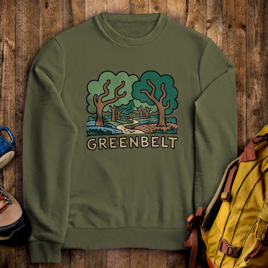 Greenbelt Park Crewneck Sweatshirt Military Green Adventure and Outdoors Themed Sweatshirt