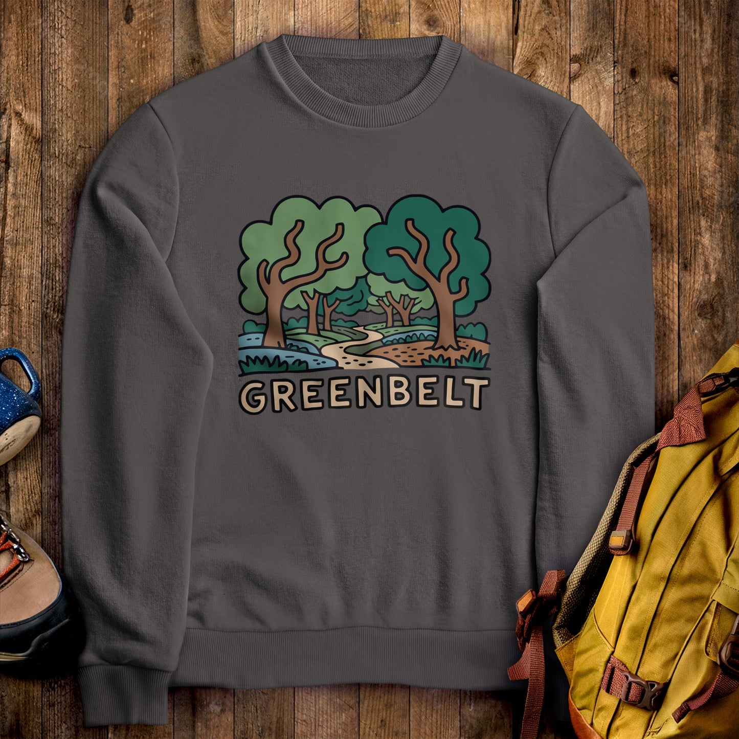 Greenbelt Park Crewneck Sweatshirt Charcoal Adventure and Outdoors Themed Sweatshirt