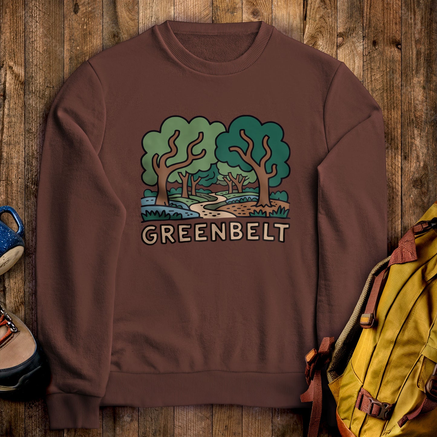 Greenbelt Park Crewneck Sweatshirt Cocoa Adventure and Outdoors Themed Sweatshirt