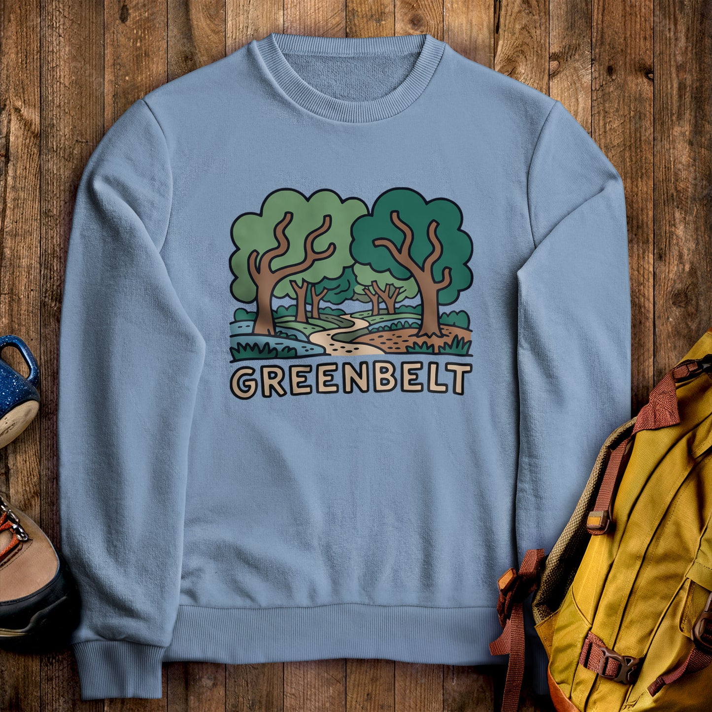 Greenbelt Park Crewneck Sweatshirt Stone Blue Adventure and Outdoors Themed Sweatshirt