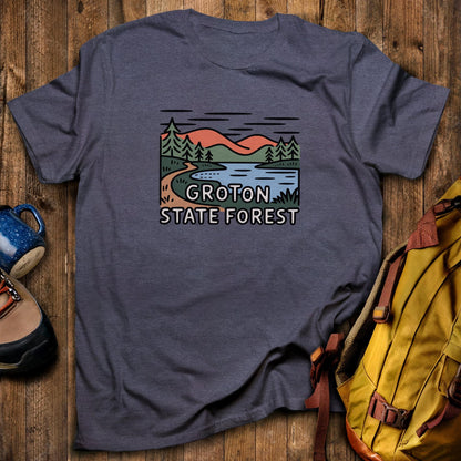 Groton State Forest T-Shirt Heather Navy Adventure and Outdoors Themed T-Shirt
