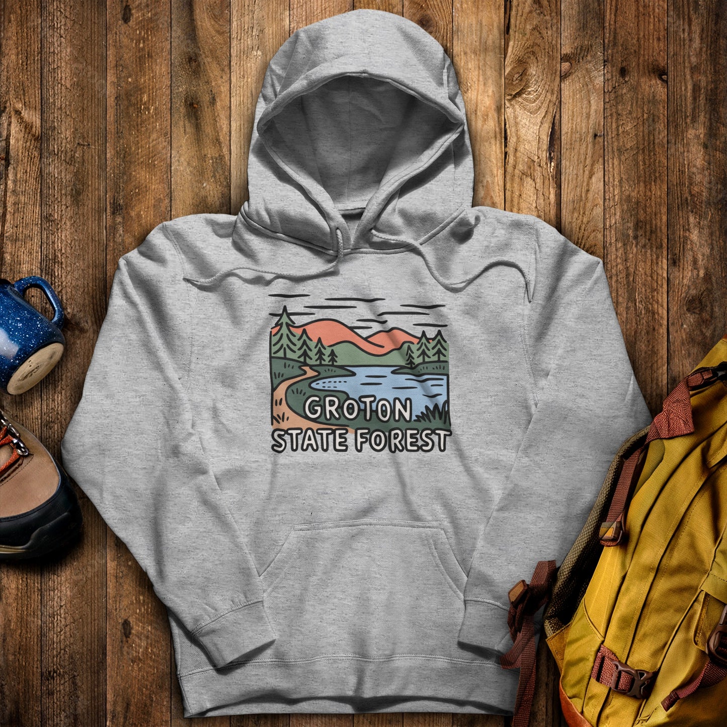 Groton State Forest Hoodie Sport Grey Adventure and Outdoors Themed Hoodie