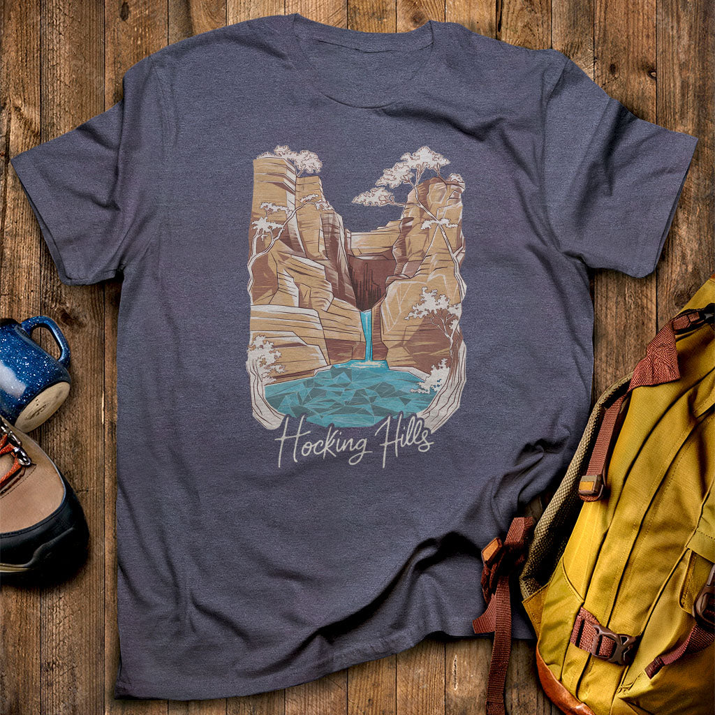 Hocking Hills State Park T-Shirt Heather Navy Adventure and Outdoors Themed T-Shirt