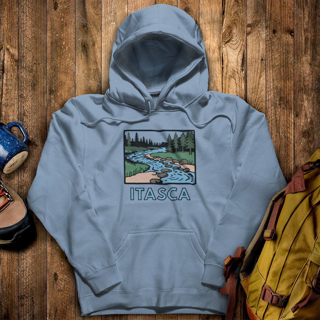 Itasca State Park Hoodie Stone Blue Adventure and Outdoors Themed Hoodie