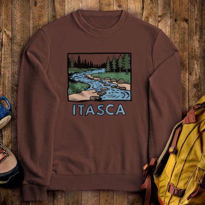 Itasca State Park Crewneck Sweatshirt Cocoa Adventure and Outdoors Themed Sweatshirt
