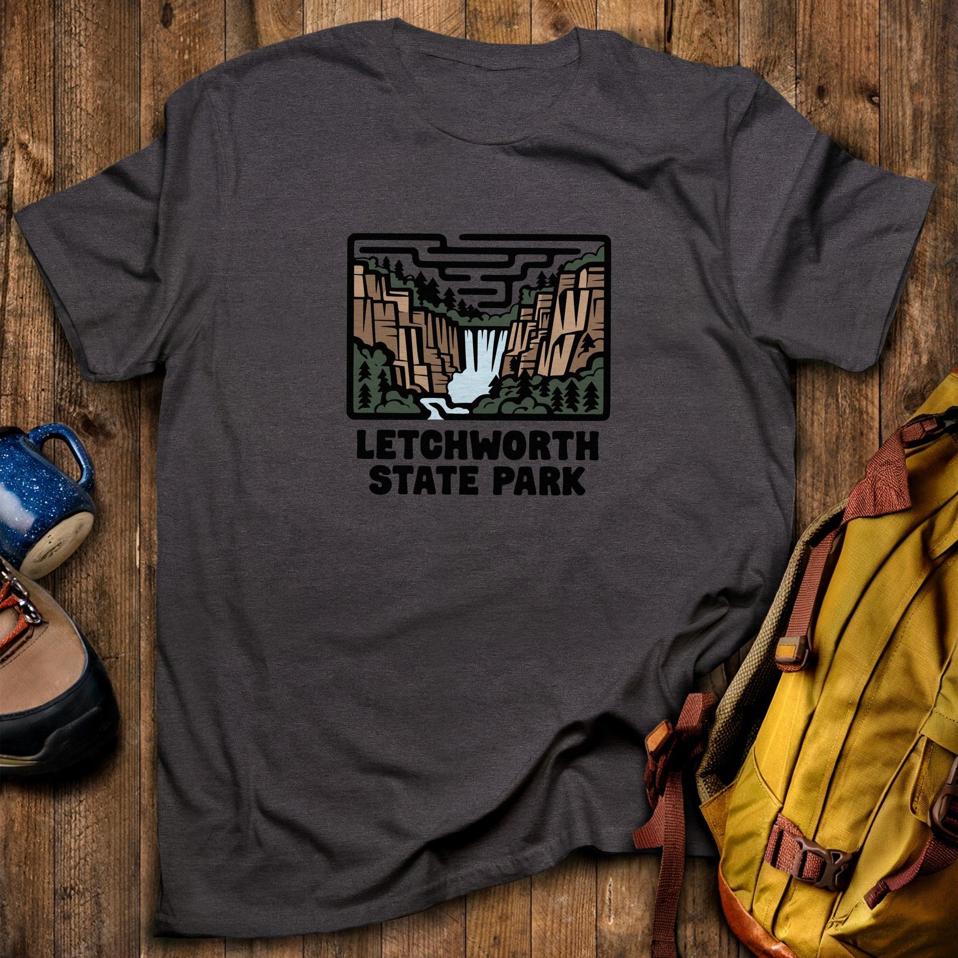 Letchworth State Park T-Shirt Dark Heather Adventure and Outdoors Themed T-Shirt