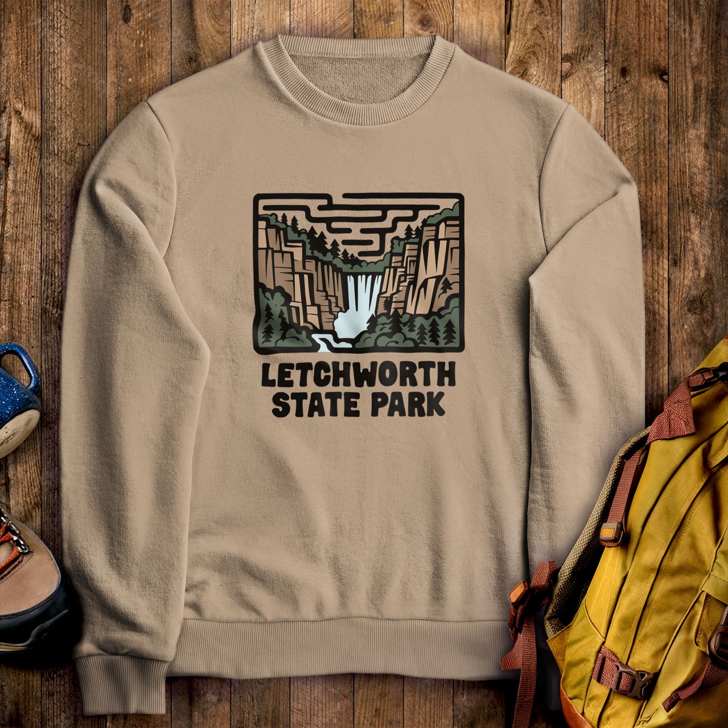 Letchworth State Park Crewneck Sweatshirt Sand Adventure and Outdoors Themed Sweatshirt