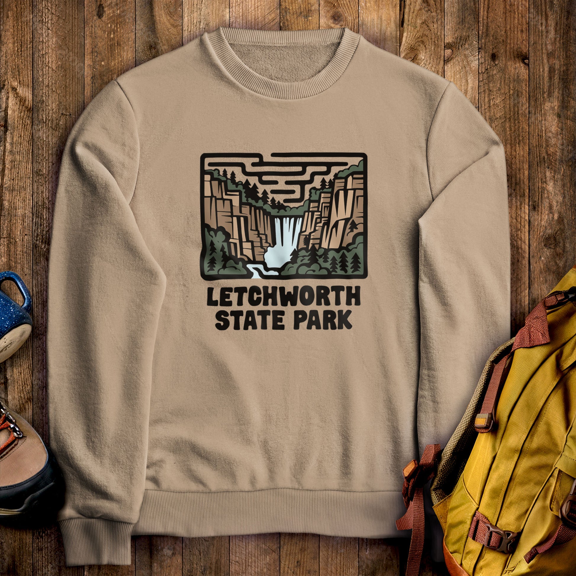 Letchworth State Park Crewneck Sweatshirt Sand Adventure and Outdoors Themed Sweatshirt